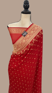Khaddi Georgette Banarasi Saree - Gold zari - The Handlooms