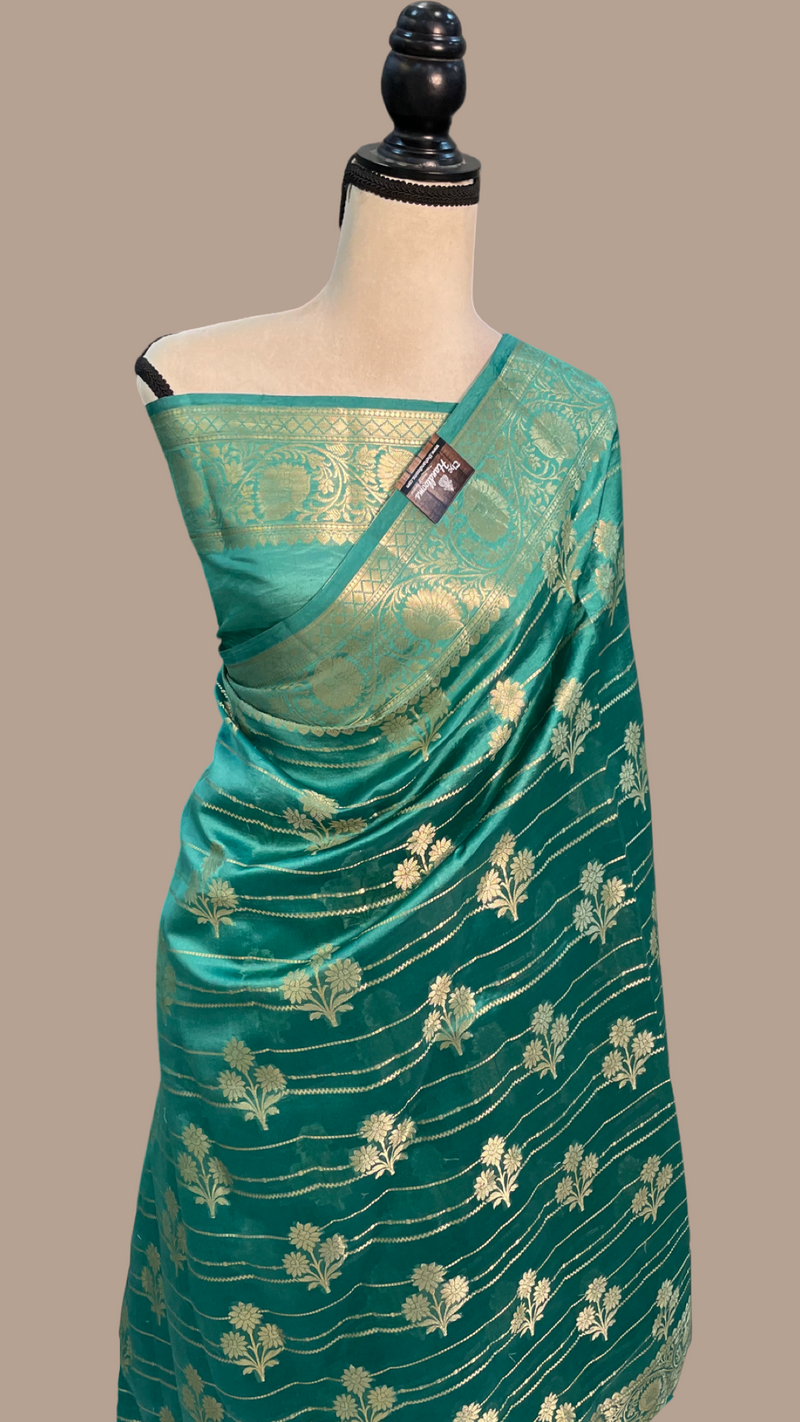 Pure Dupion Silk Banarasi Saree - Gold Zari - The Handlooms