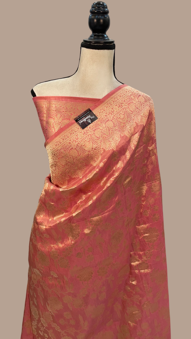Pure Tissue Katan Silk Banarasi Handloom Saree - All over Jaal work - The Handlooms