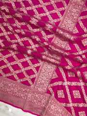 Pure Khaddi Georgette Dupatta - water zari - The Handlooms