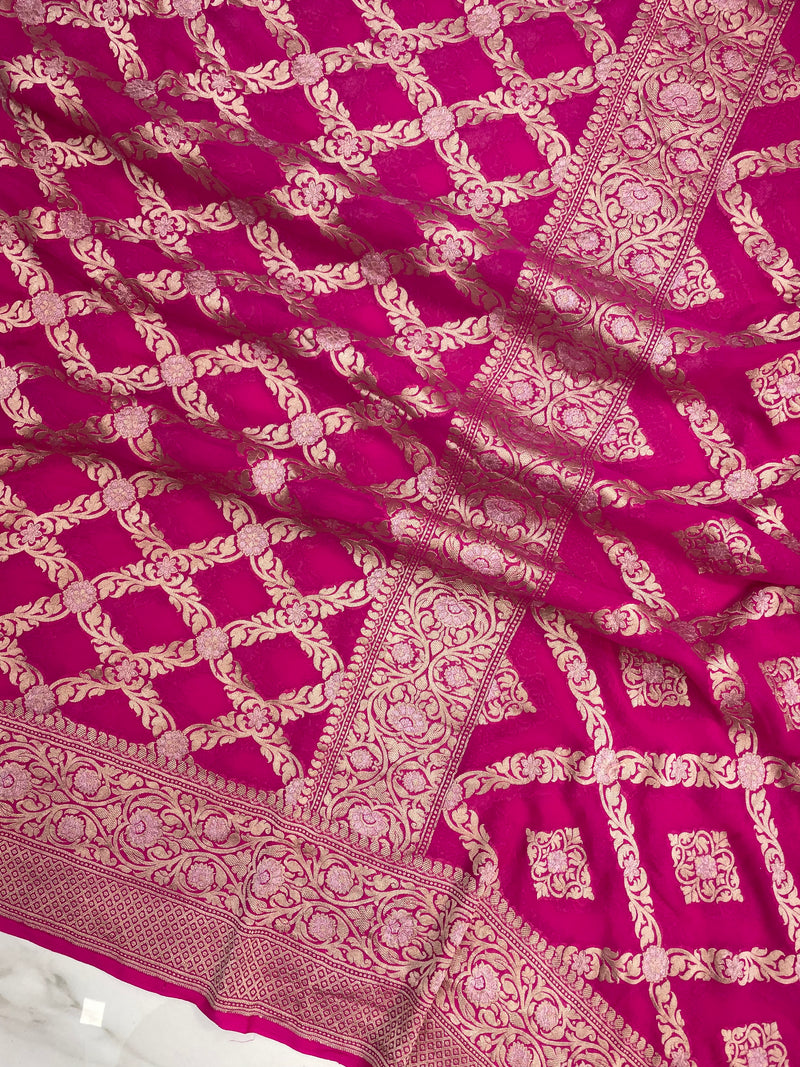 Pure Khaddi Georgette Dupatta - water zari - The Handlooms