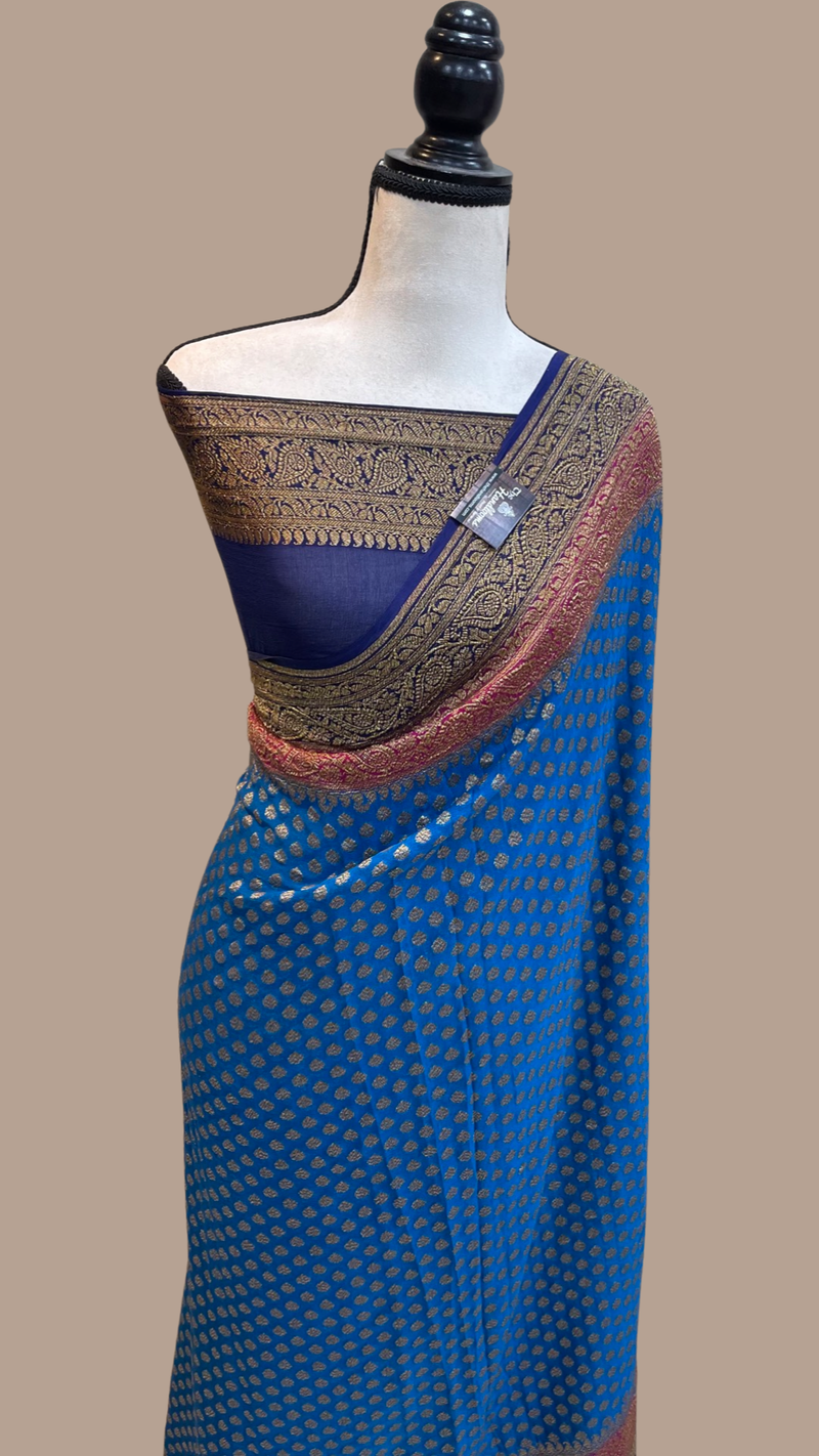Khaddi Georgette Banarasi Saree -  Antique zari - The Handlooms
