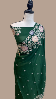 Pure Georgette Chikankari Handloom Banarasi Saree - The Handlooms