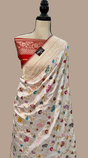 Ektara Pure Katan Silk Banarasi Handloom Saree - All over kadiyal Jaal work - The Handlooms