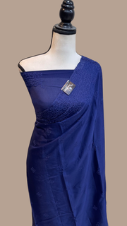 Pure Georgette Chikankari Handloom Banarasi Saree - The Handlooms