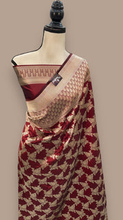 Pure Katan Silk Banarasi Handloom Saree - All over Jaal work - The Handlooms