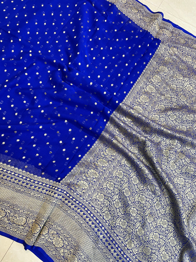 Khaddi Georgette Banarasi Saree - Gold zari - The Handlooms