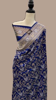 Pure Katan Silk Banarasi Handloom Saree - All over Sona Roopa Jaal work - The Handlooms