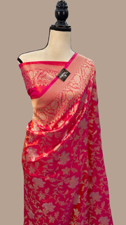 Pure Katan Silk Banarasi Handloom Saree - All Over Sona Roopa Jaal Work - The Handlooms