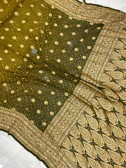 Pure Georgette Banarasi Bandhej Handloom Saree - The Handlooms