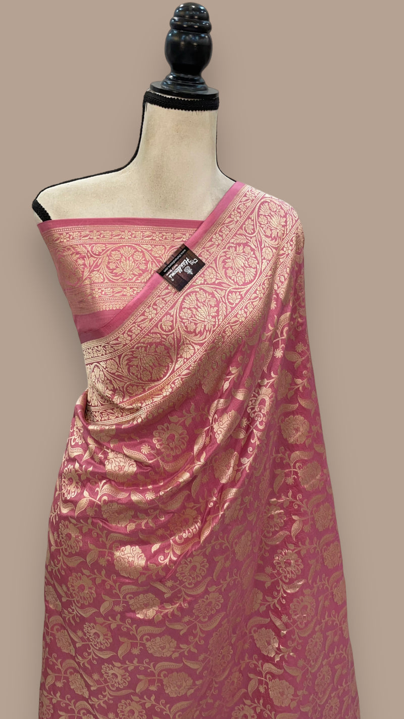 Pure Katan Silk Banarasi Handloom Saree - All Over Jaal Work - The Handlooms
