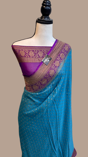 Khaddi Georgette Banarasi Saree -  Antique zari - The Handlooms