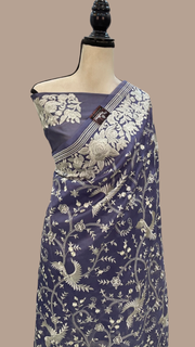 Pure Organza Chikankari Handloom Banarasi Saree - The Handlooms