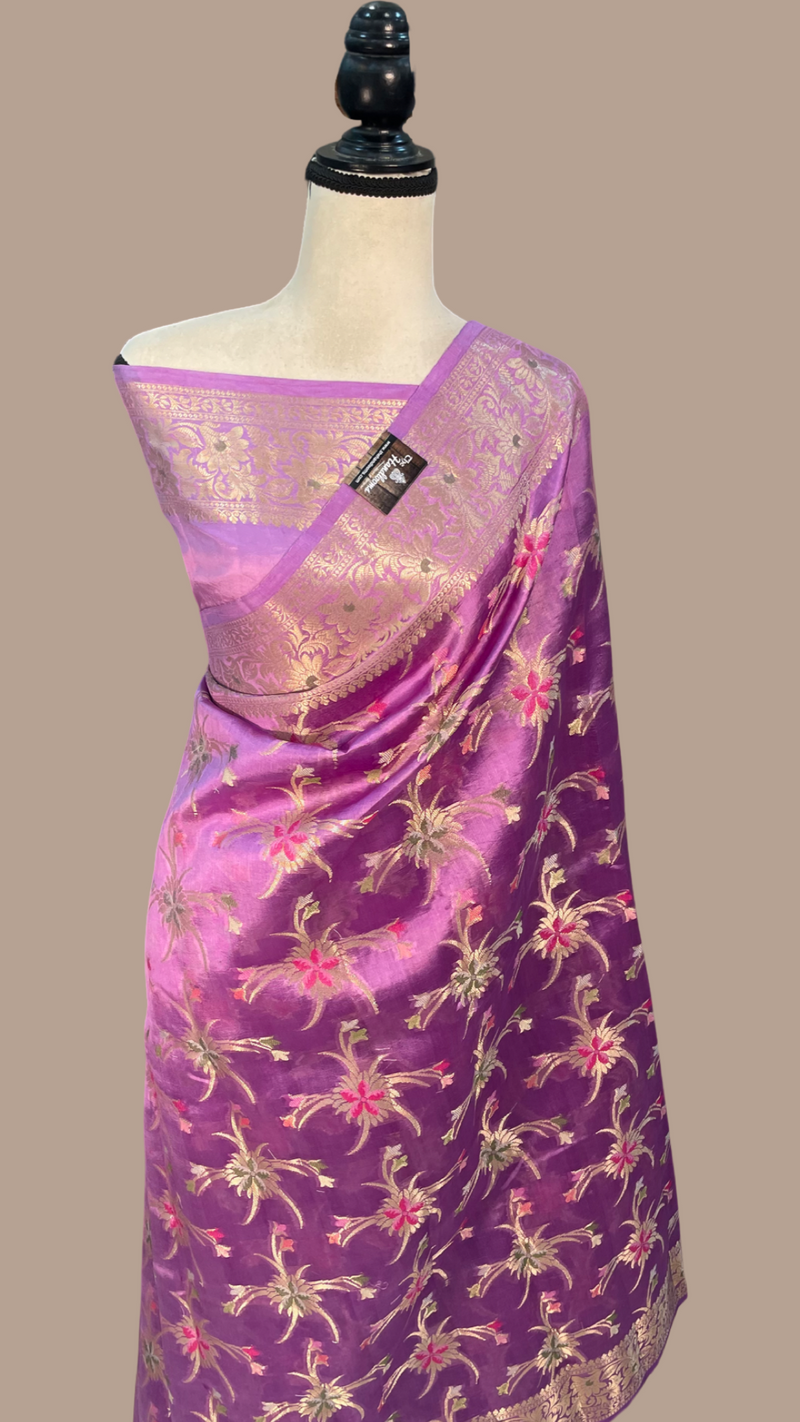 Pure Dupion Silk Banarasi Saree - Gold Zari - The Handlooms