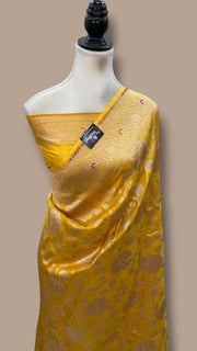 Pure Katan Silk Banarasi Handloom Saree - All Over Jaal Work With Meenakari - The Handlooms