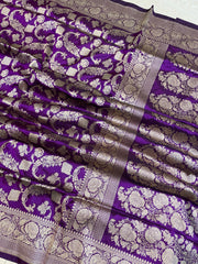 Pure Katan Silk Banarasi Handloom Saree - All Over Jaal Work - The Handlooms