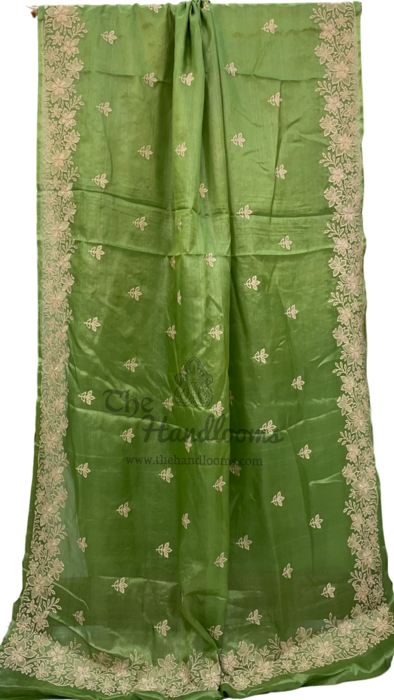Tussar Silk Handloom Banarasi Saree With Chikankari - The Handlooms