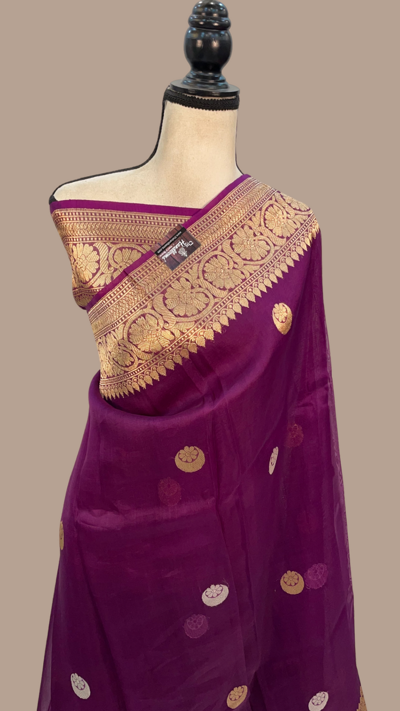 Pure Kora Handloom Banarasi Saree - Sona Roopa Alfi Kadua Boota - The Handlooms