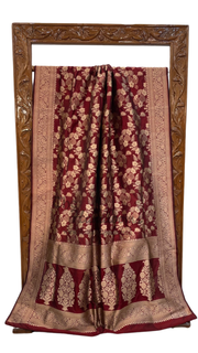 Pure Katan Silk Banarasi Handloom Saree - All Over Jaal Work - The Handlooms
