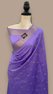Pure Chiniya Silk Handloom Banarasi Saree with Chikankari - The Handlooms