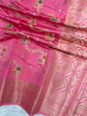 Pure Dupion Silk Banarasi Saree - Gold Zari - The Handlooms