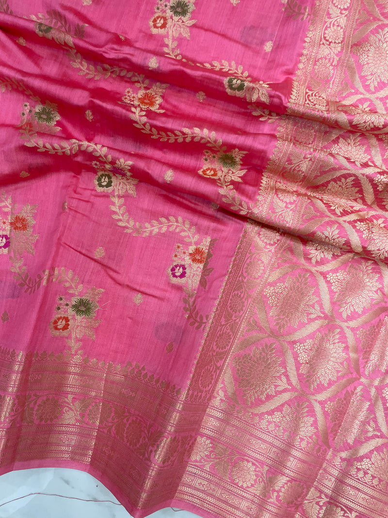 Pure Dupion Silk Banarasi Saree - Gold Zari - The Handlooms