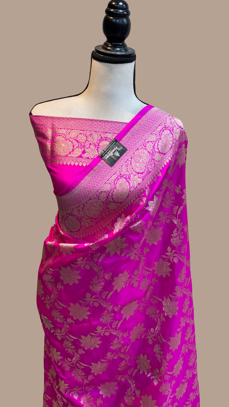 Pure Katan Silk Banarasi Handloom Saree - All Over Jaal Work - The Handlooms