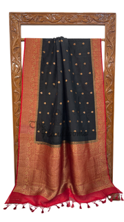 Black Pure Kora Handloom Banarasi Saree - The Handlooms