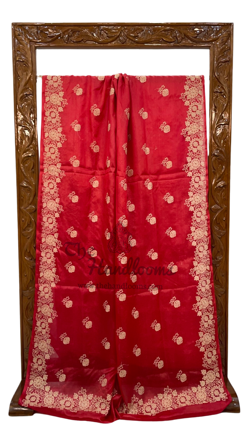 Tussar Silk Handloom Banarasi Saree With Chikankari - The Handlooms