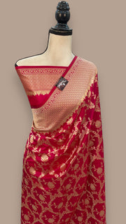 Pure Katan Silk Banarasi Handloom Saree - All Over Jaal Work - The Handlooms