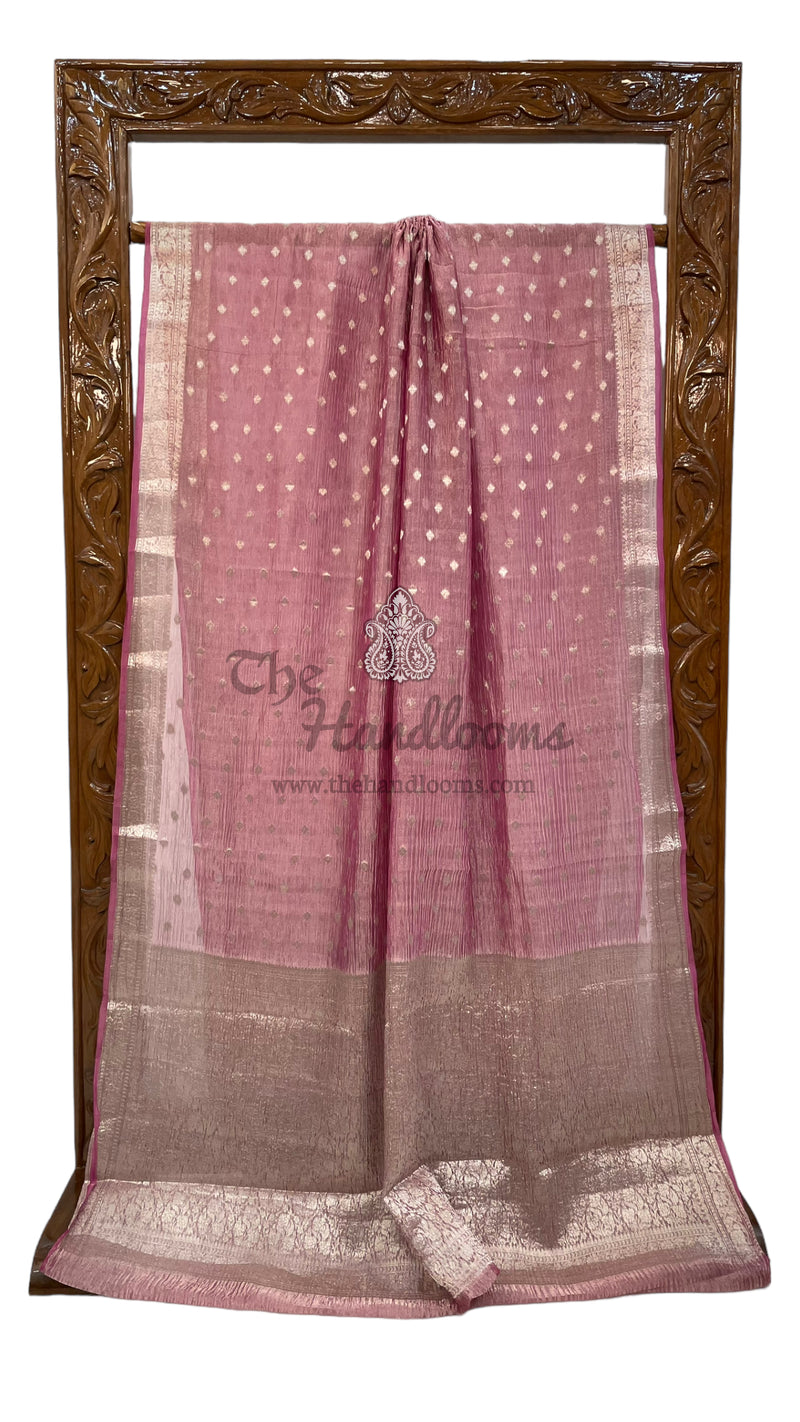Pure Kora Tissue Crush Handloom Banarasi Saree - The Handlooms