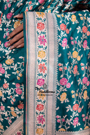 Pure Katan Silk Banarasi Handloom Saree - All over Jaal work - With Meenakari - The Handlooms