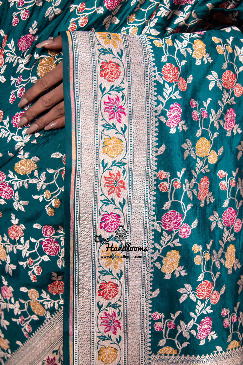 Pure Katan Silk Banarasi Handloom Saree - All over Jaal work - With Meenakari - The Handlooms