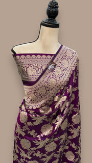 Pure Katan Silk Banarasi Handloom Saree - All Over Jaal Work - The Handlooms