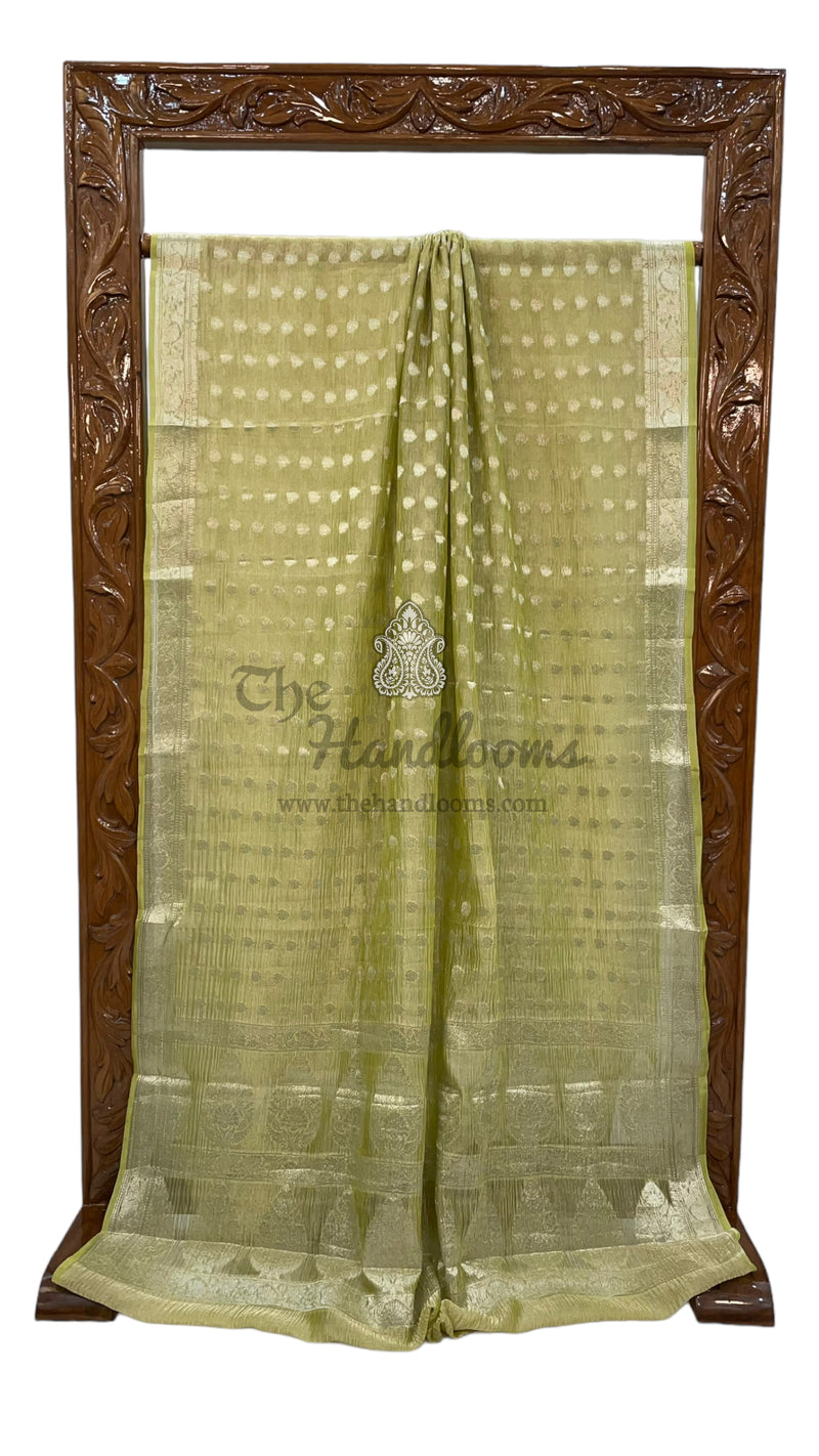 Pure Kora Tissue Crush Handloom Banarasi Saree - The Handlooms