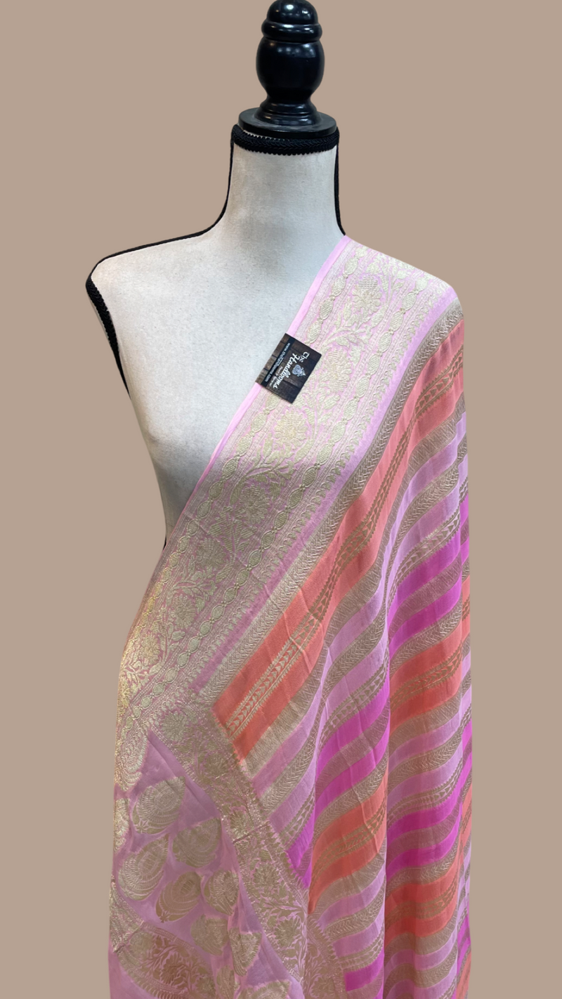 Pure Khaddi Georgette Dupatta - water zari - The Handlooms