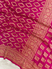 Pure Georgette Banarasi Bandhej Handloom Saree - The Handlooms