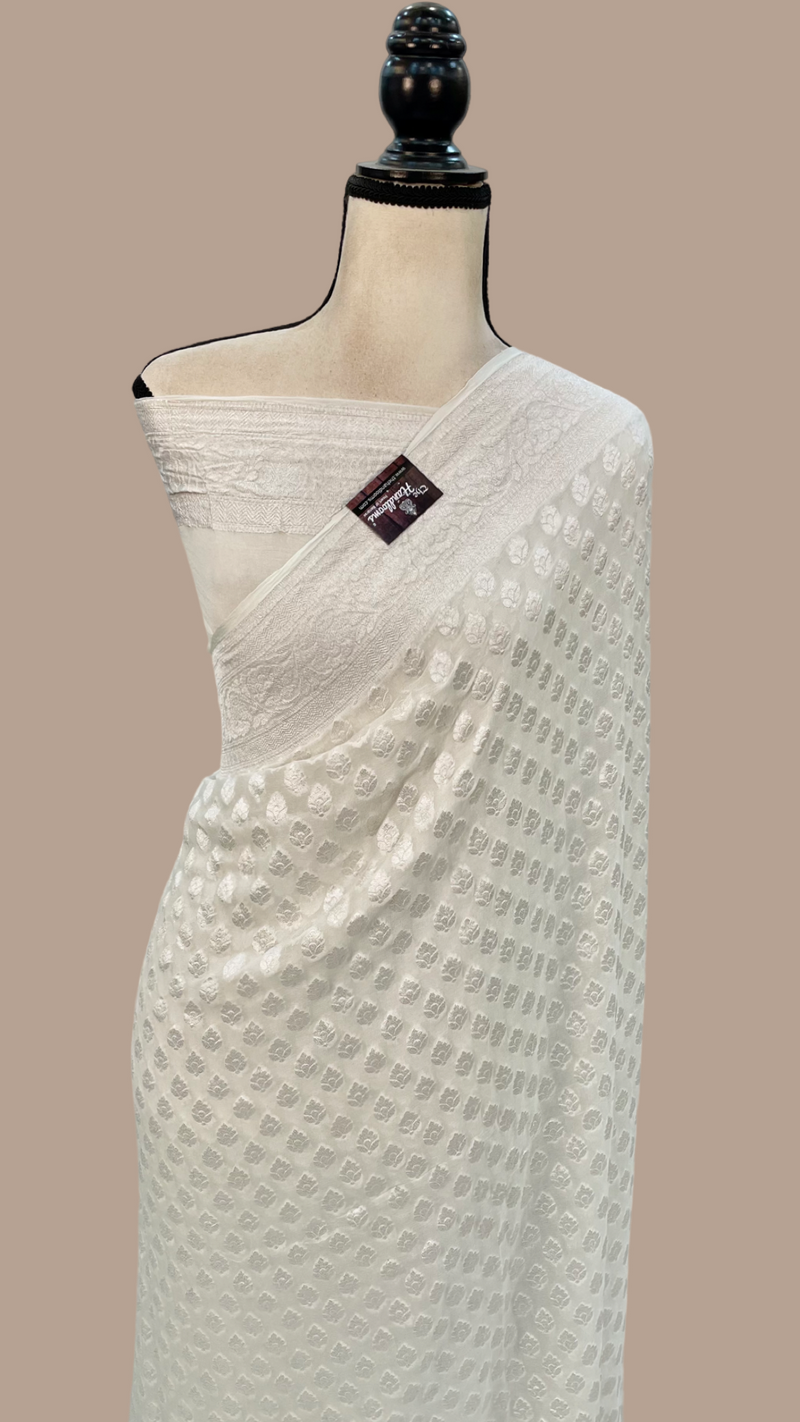 Khaddi Georgette Handloom Banarasi Saree - The Handlooms