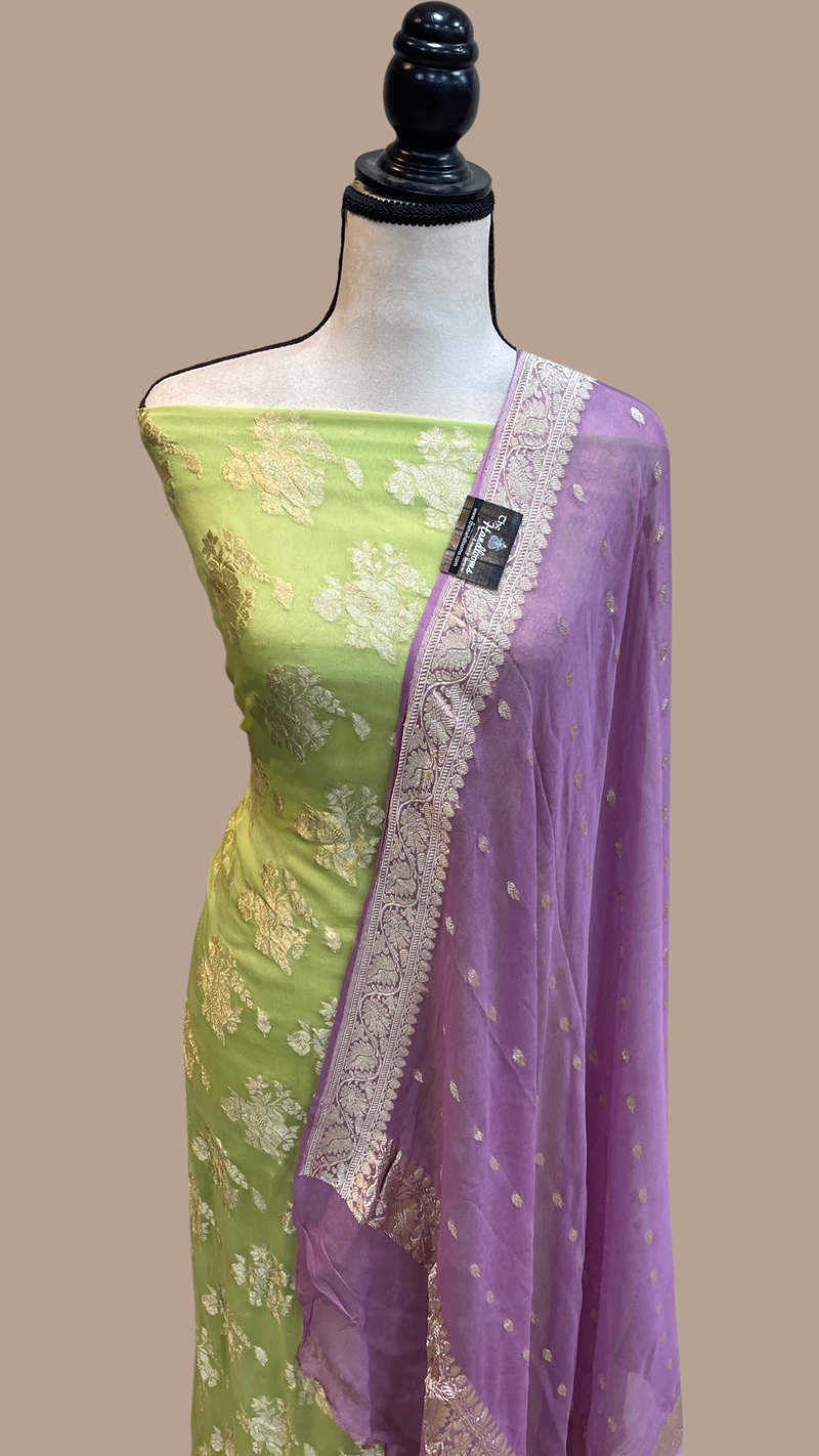 Pure Khaddi Georgette Banarasi Dress material - The Handlooms