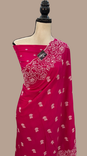 Pure Georgette Chikankari Handloom Banarasi Saree - The Handlooms