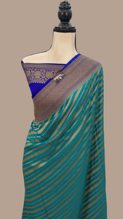 Khaddi Georgette Handloom Banarasi Saree -  Antique zari - The Handlooms