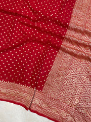 Pure Khaddi Georgette Dupatta - water zari - The Handlooms