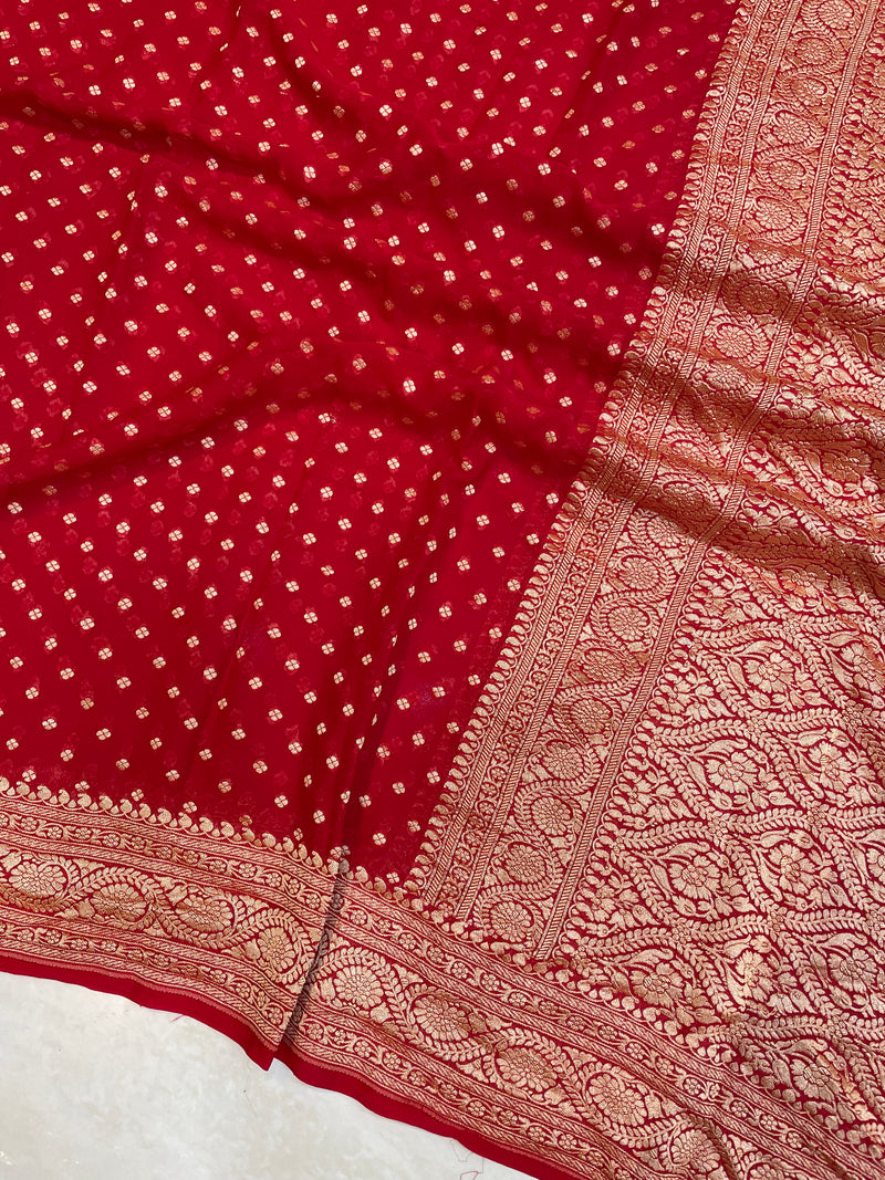 Pure Khaddi Georgette Dupatta - water zari - The Handlooms