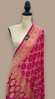 Pure Georgette Banarasi Bandhej Handloom Dupatta - The Handlooms