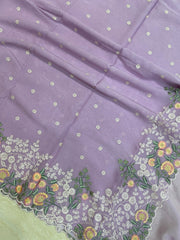 Pure Georgette Chikankari Handloom Banarasi Saree - The Handlooms