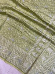 Pure Chiniya Silk Handloom Banarasi Saree With Chikankari - The Handlooms