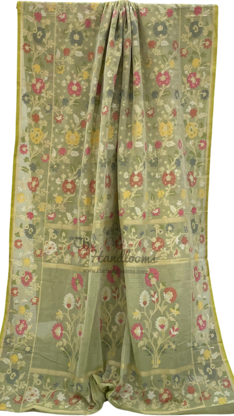 Pure Cotton Jamdani Handloom Banarasi Saree - The Handlooms