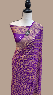 Pure Georgette Banarasi Bandhej Handloom Saree - The Handlooms