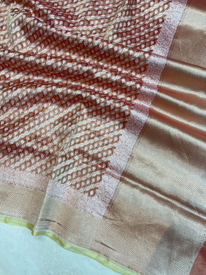 Pure Tissue Reshmi Zari Banarasi Brocade Handloom Saree - The Handlooms