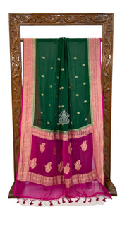 Pure Georgette Banarasi Saree - Gold zari - The Handlooms